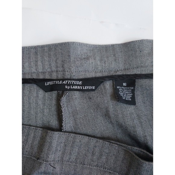 NWT Ladies Larry Levine Gray Herringbone Washable Stretch Dress Pants Size 16 - Picture 4 of 8